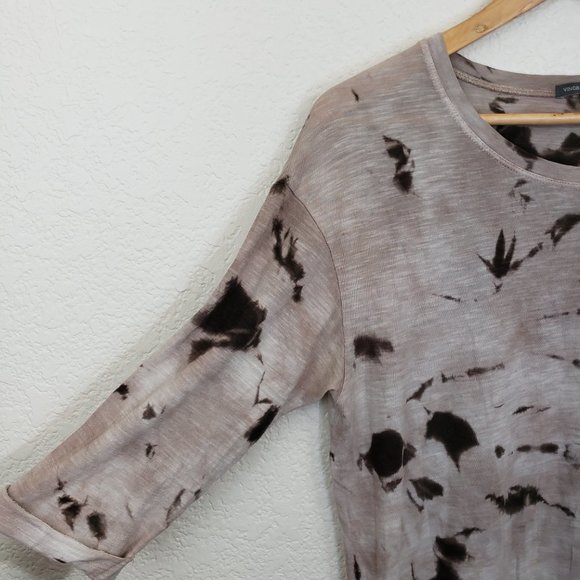 Vince Women's Crew Brown & Tan Tie Dye Splatter Pocket Folded Oversize Shirt S - Picture 4 of 16